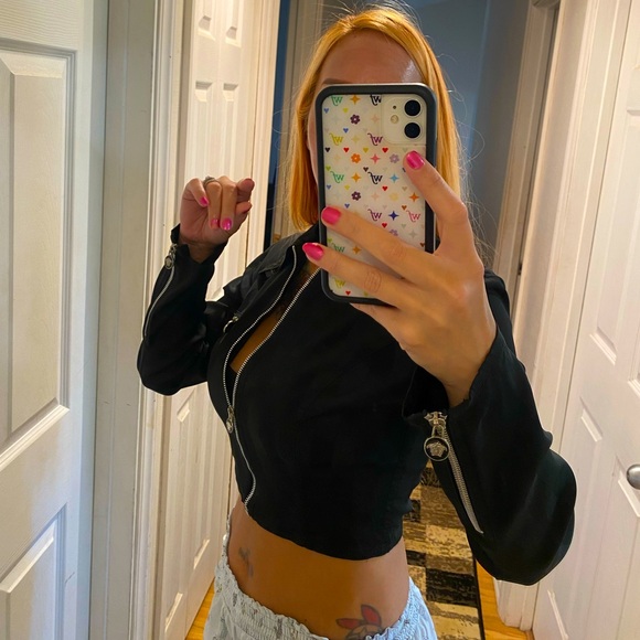 Versace 🖤 Medusa jacket / Top size black small VGUC - Picture 5 of 16